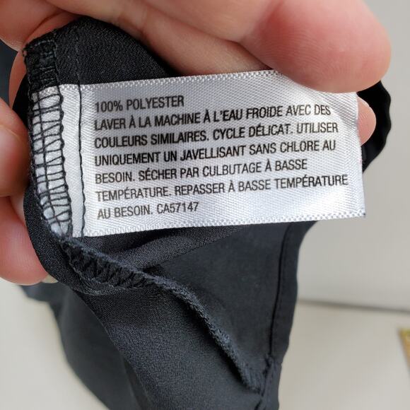 Merona Blouse Shirt Womens 2 Black Keyhole Back Short Sleeve 100% Polyester Top - Picture 11 of 11